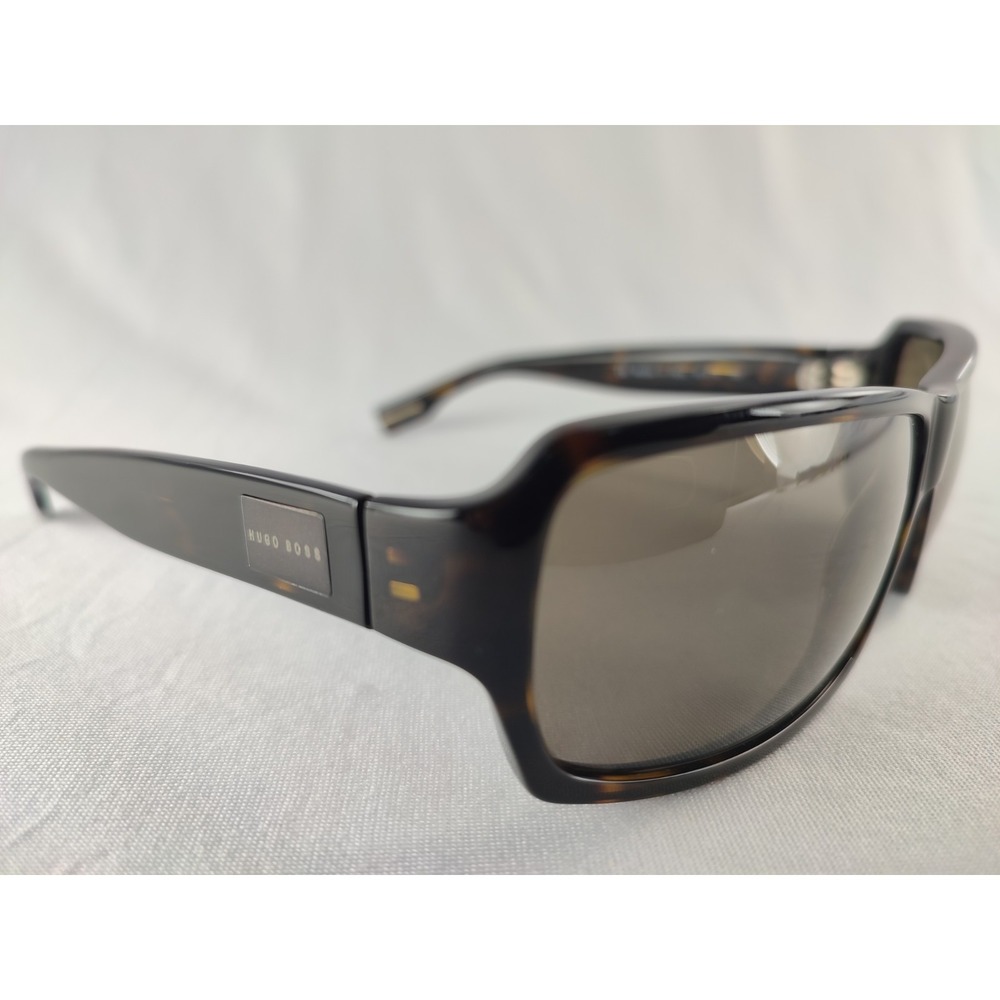 Hugo Boss BOSS 0168/U/S Tortoise Havana Rectangle Wrap Sunglasses Made In Italy